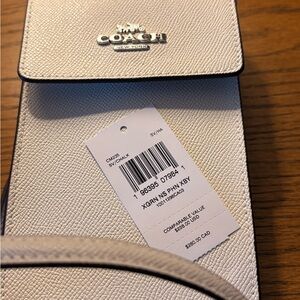Coach Chalk Pebbled Leather Crossbody Phone Bag - Chalk